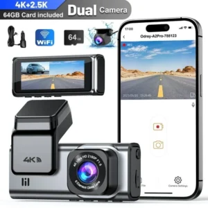 ODREY Dash Cam Front and Rear, 4K+2.5K 5G WiFi & WDR Dash Camera for Car with 64GB